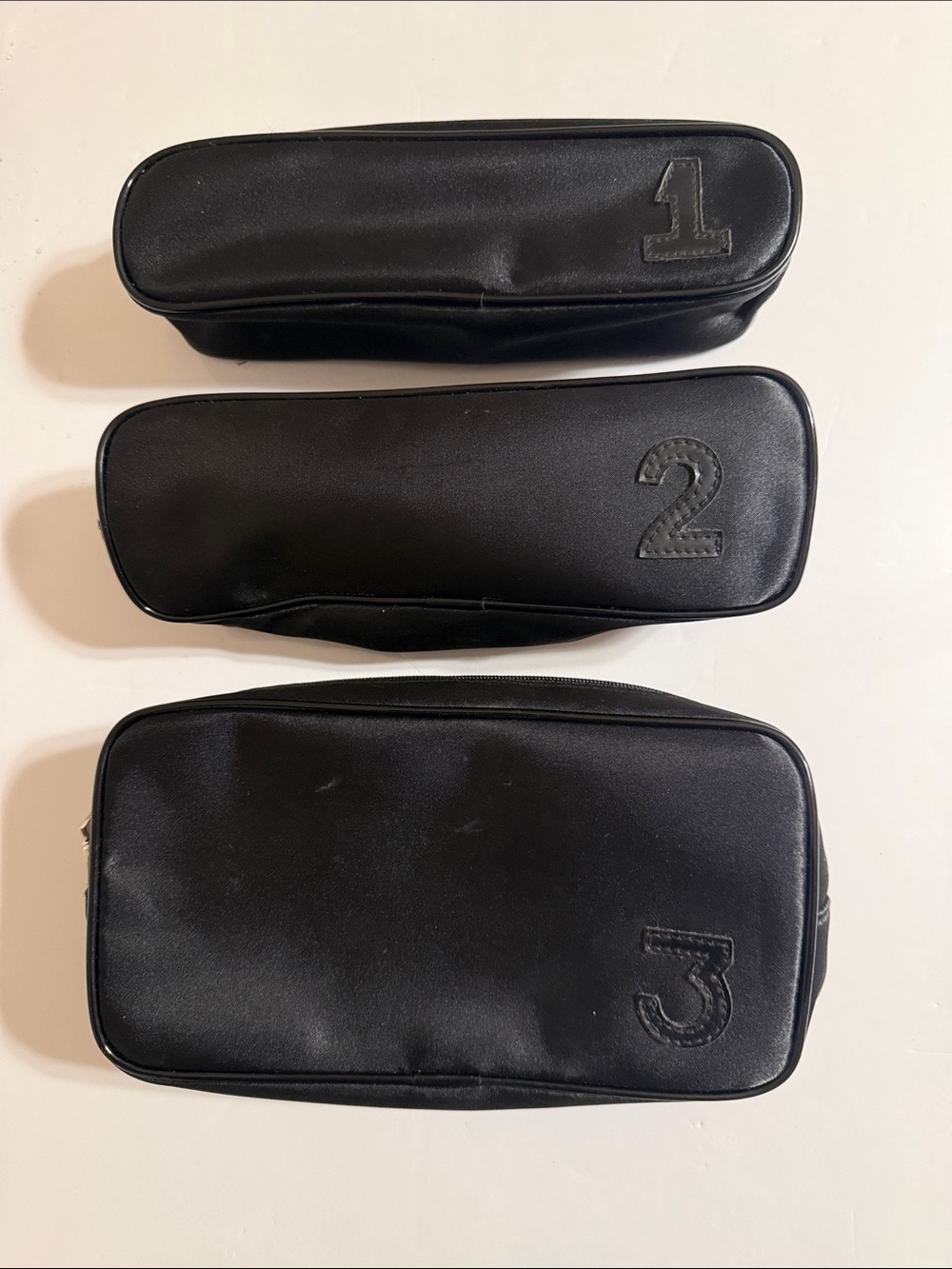 DIOR. Set of 3 Black Numbered Travel Organizer Pouch Vanity Beauty Cases